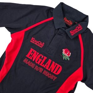 KooGa YOUTH SIZE England Rugby Jersey Navy Red Short Sleeve Polo Shirt Athletic